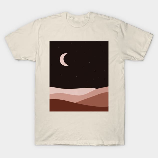 Boho Mountain Moon Version T-Shirt by Laevs